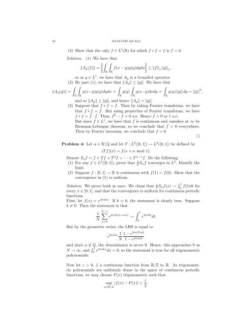ANALYSIS QUALIFYING EXAM PROBLEMS BRIAN LEARY ...