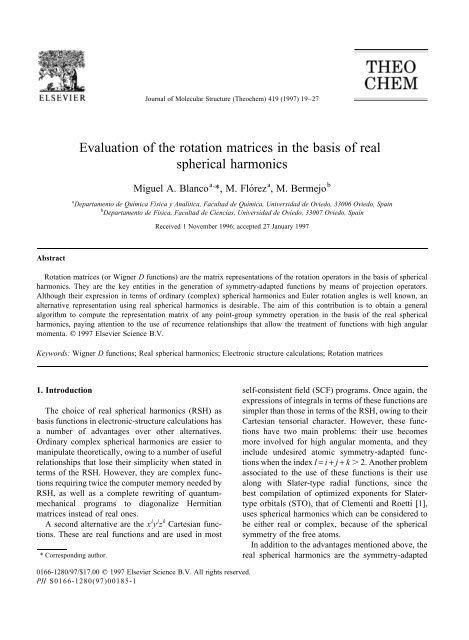 Evaluation of the rotation matrices in the basis of real spherical ...