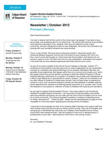 Newsletter | October 2012 - Calgary Board of Education