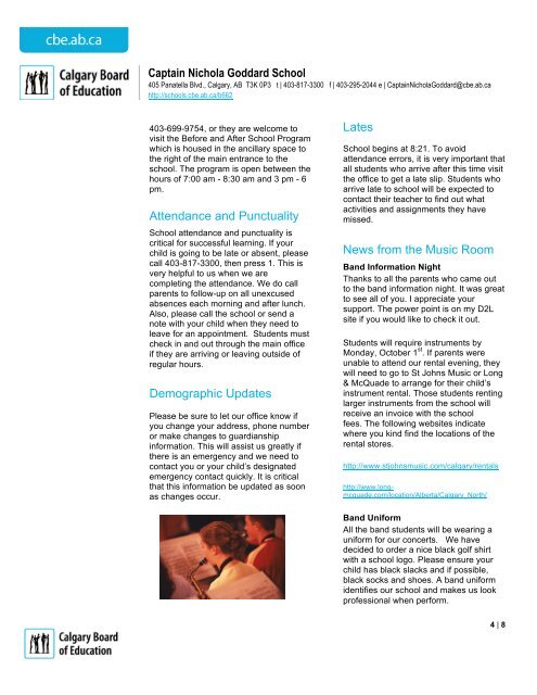 Newsletter | October 2012 - Calgary Board of Education