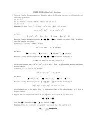MATH 300 Problem Set 3 Solutions 1. Using the Cauchy ... - UBC Math