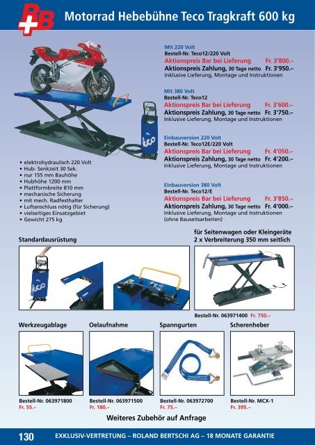 Motorradhebebühne Profi 600kg elektrisch