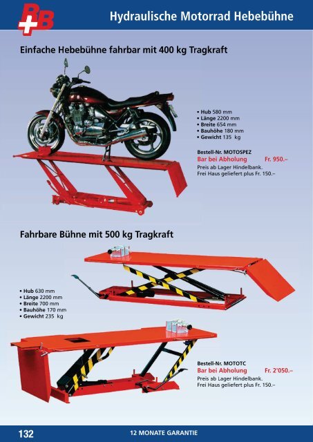 Motorrad Hebebühne Teco Tragkraft 600 kg 130 - Roland Bertschi AG