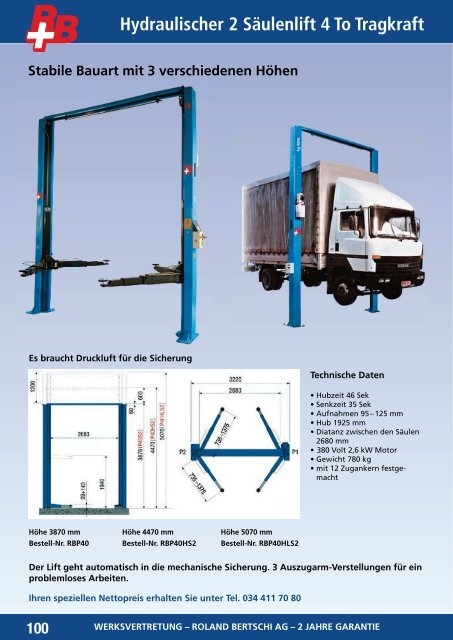 Hydraulische 2-Säulenlifte 99 - Roland Bertschi AG