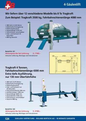 125 4-Säulenlift Wir liefern über 12 ... - Roland Bertschi AG