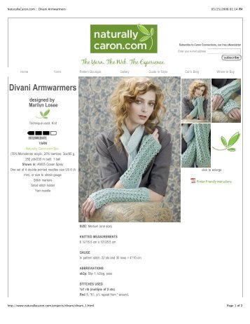 NaturallyCaron.com :: Divani Armwarmers