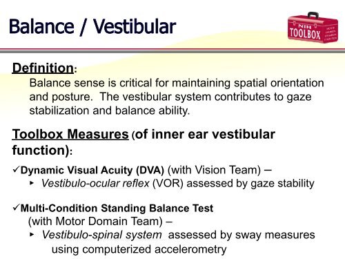 Sensation Domain - NIH Toolbox