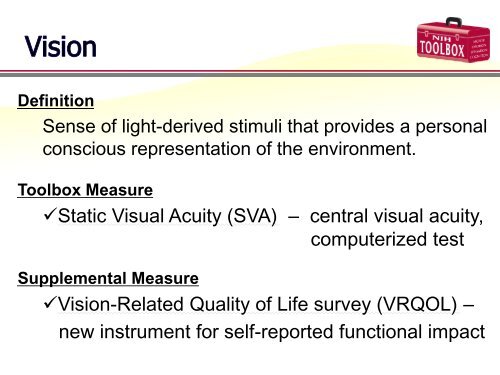 Sensation Domain - NIH Toolbox