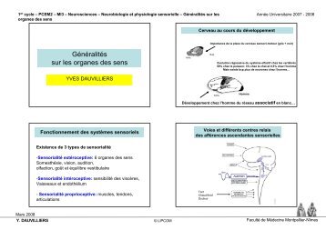 Généralités sur les organes des sens - Faculté de médecine de ...