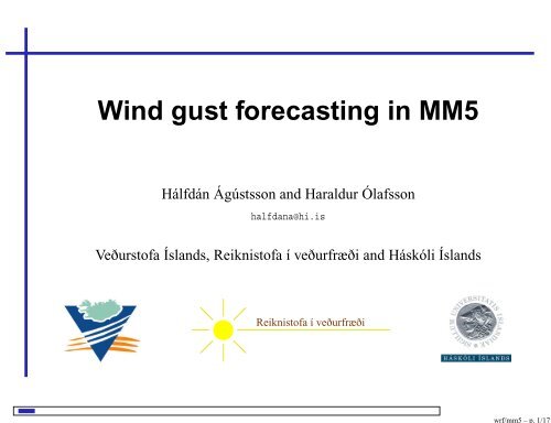 Wind gust forecasting in MM5 - MMM
