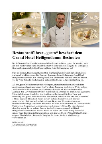 Restaurantführer „gusto“ beschert dem Grand Hotel Heiligendamm ...