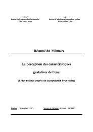 Résumé du Mémoire La perception des caractéristiques gustatives ...