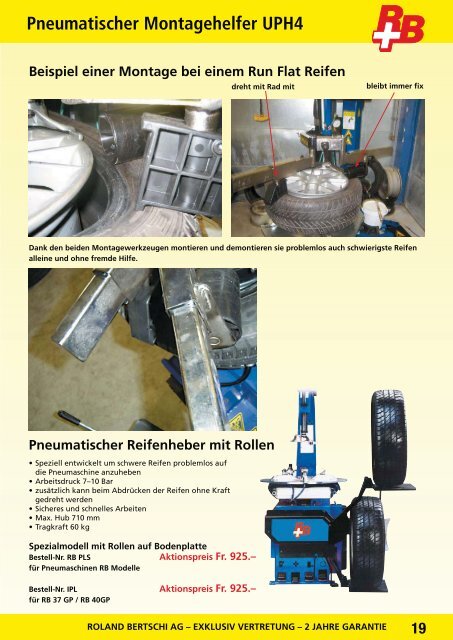 RB-Pneumontiermaschinen Für PW Und ... - Roland Bertschi AG