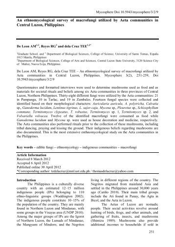 An ethnomycological survey of macrofungi utilized by Aeta ...