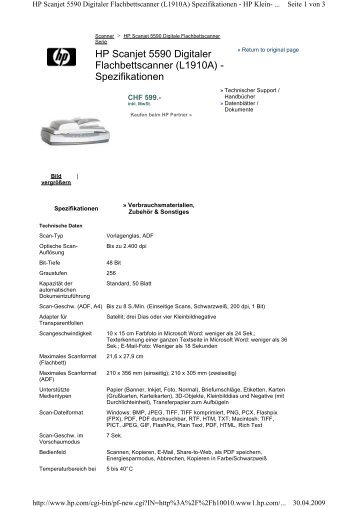 HP Scanjet 5590 Digitaler Flachbettscanner (L1910A ...