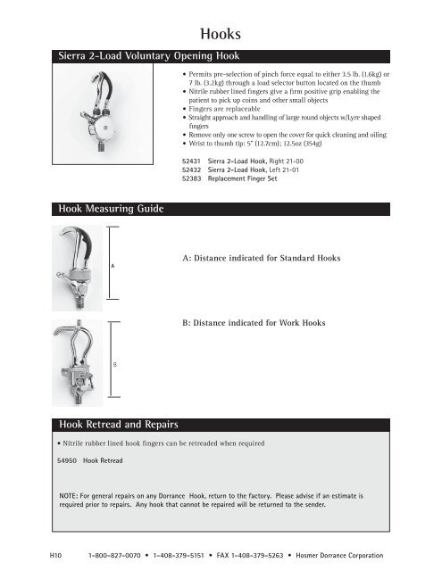 Hooks, Hands, and Wrists - Hosmer - LOTH Fabenim