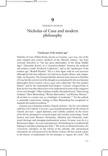 Nicholas of Cusa and modern philosophy