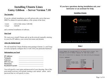 Installing Ubuntu Linux Gutsy Gibbon - Server Version 7.10