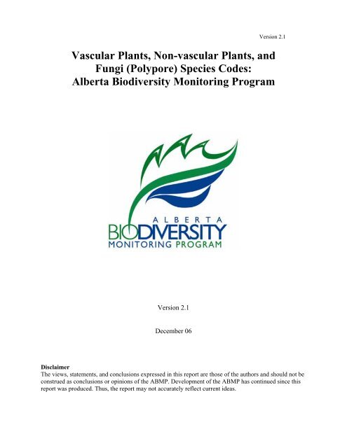 Vascular Plants, Non-vascular Plants, and Fungi - Alberta ...