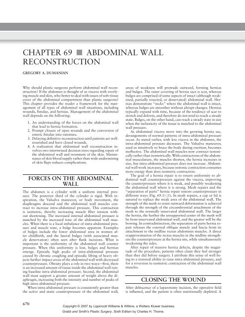 Chapter 69: Abdominal Wall Reconstruction - Gregory Dumanian ...