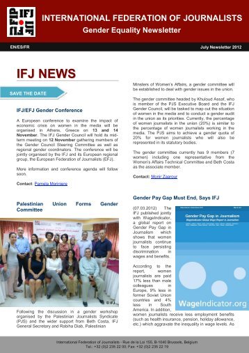 IFJ Gender Newsletter July 12 - International Federation of Journalists