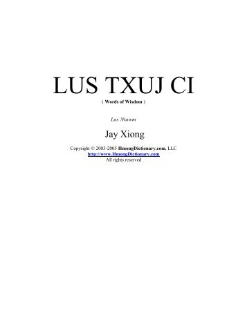 LUS TXUJ CI - Hmong Dictionary