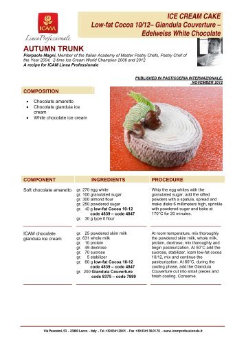 ICE CREAM CAKE Low-fat Cocoa 10/12– Gianduia Couverture ...