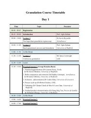 Granulation Course Timetable Day 1 - University of Sheffield