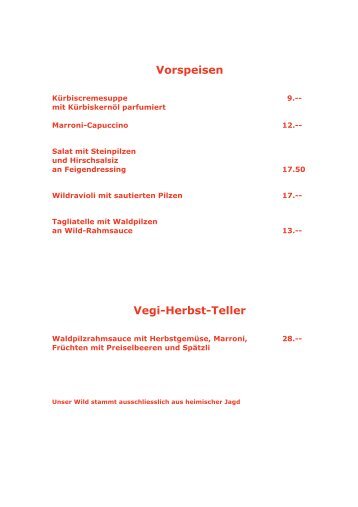 Wild-Spezialitäten - Restaurant zur Rose, Oberembrach