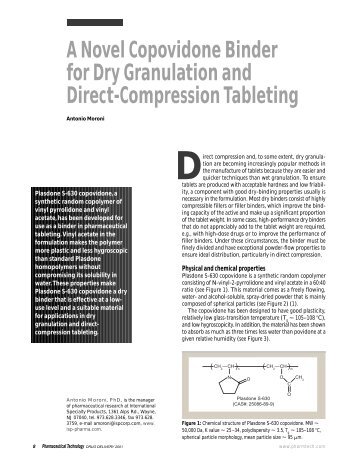 A Novel Copovidone Binder for Dry Granulation and