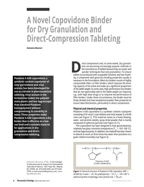 A Novel Copovidone Binder for Dry Granulation and