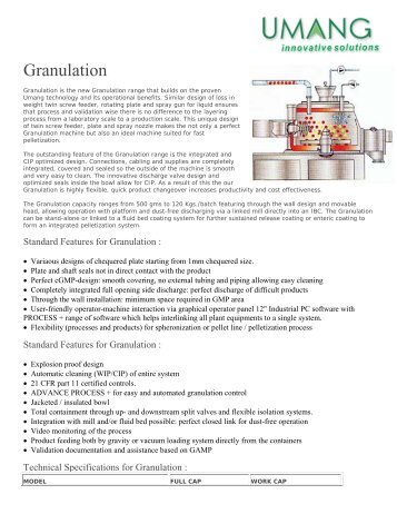 to download Granulation as PDF - Umang Pharmatech