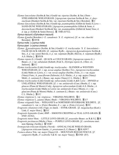 Checklist of the Vascular Plants of Saskatchewan - Native Plant ...