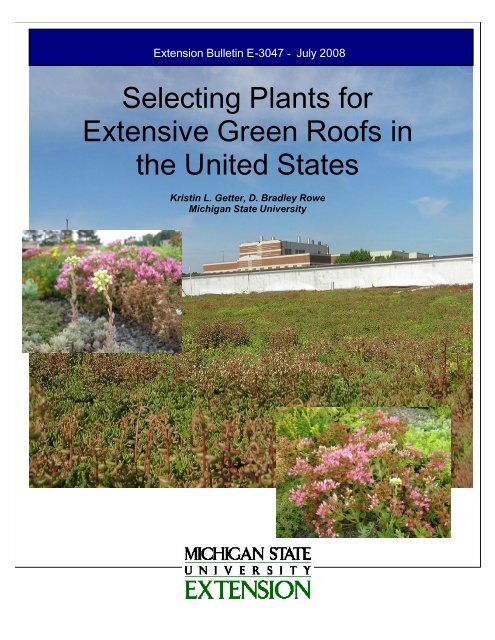 Selecting Plants for Extensive Green Roofs in the - Michigan State ...