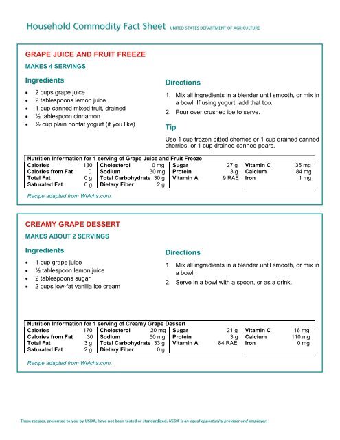 NUTRITION FACTS - Food and Nutrition Service