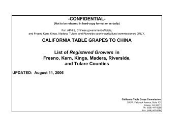 CALlFORNIA TABLE GRAPES TO CHINA List of Registered