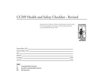 CCHP Health and Safety Checklist - Revised - California Childcare ...