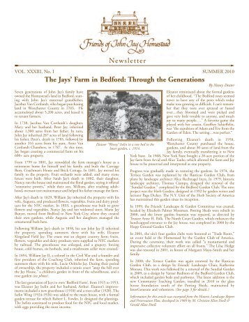 Newsletter The Jays' Farm in Bedford - Friends of John Jay ...