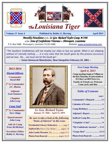 The Louisiana Tiger - Gen Richard Taylor