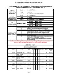 COMMERCE (Selection List & Waiting List) - Ravenshaw University