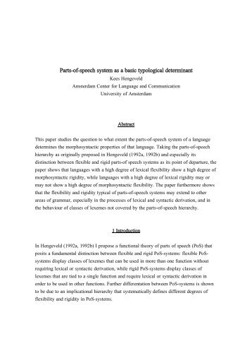 Parts-of-speech system as a basic typological determinant