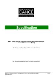 QCF Intermediate Foundation Specification - Royal Academy of Dance