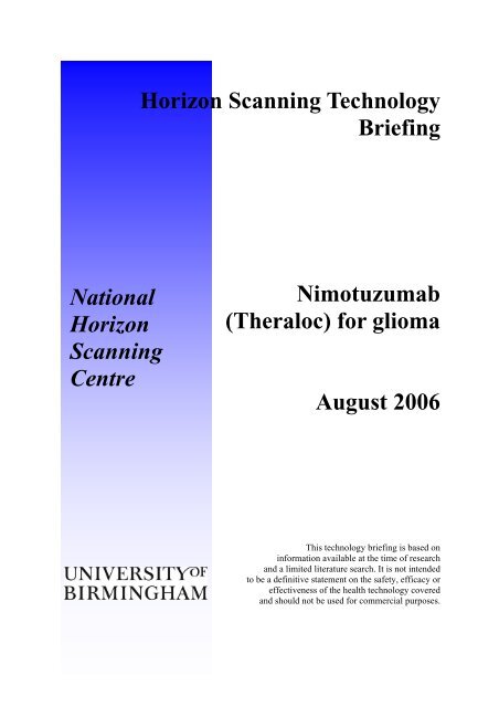 Nimotuzumab (Theraloc) for glioma - National Horizon Scanning ...