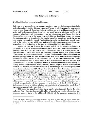 The Languages of Harappa - People Fas Harvard