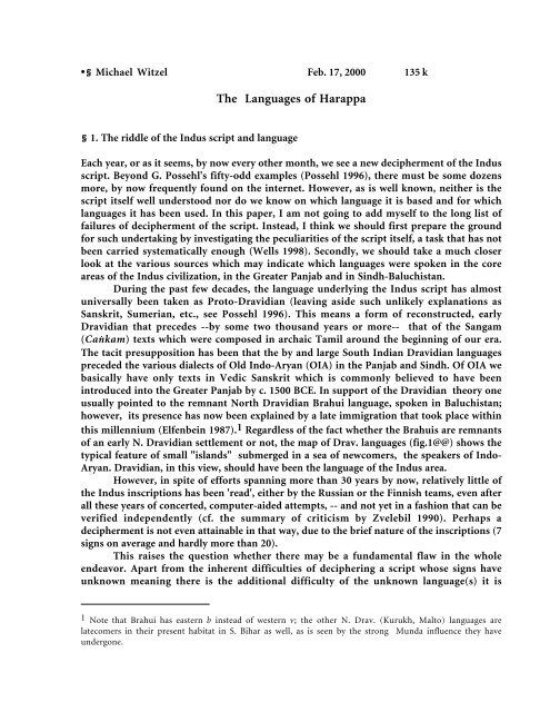 The Languages of Harappa - People Fas Harvard