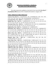 Result of B.A.Part-I Examination 2012 - Kolhan University