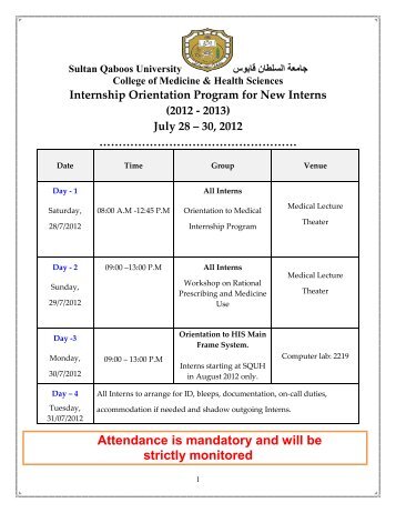 Orientation Program - Sultan Qaboos University