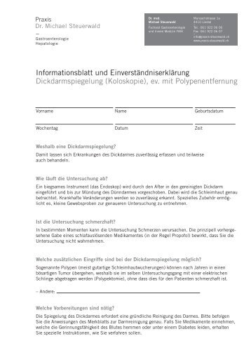 Information und Einverständniserklärung ... - Praxis Steuerwald