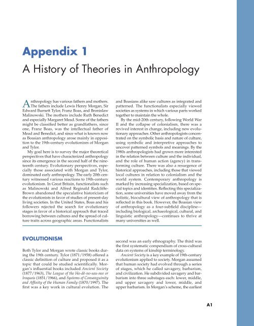 Appendix 1 A History of Theories in Anthropology