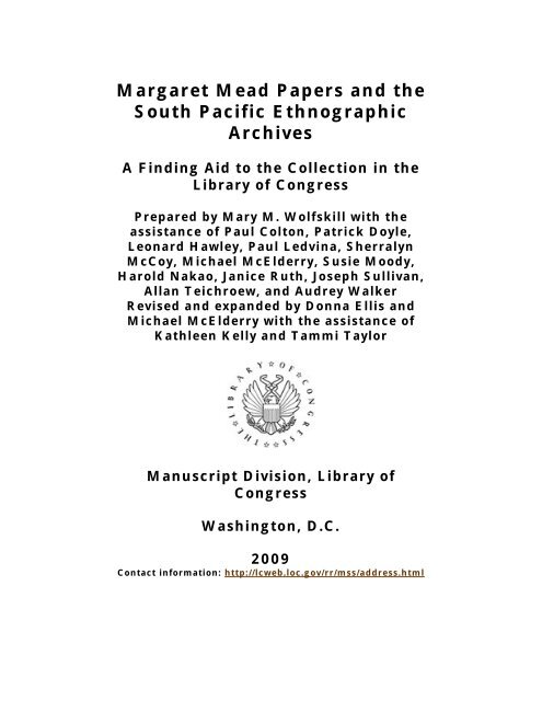 Danna Porn Cleveland Brown - Margaret Mead Papers and the South Pacific Ethnographic Archives ...